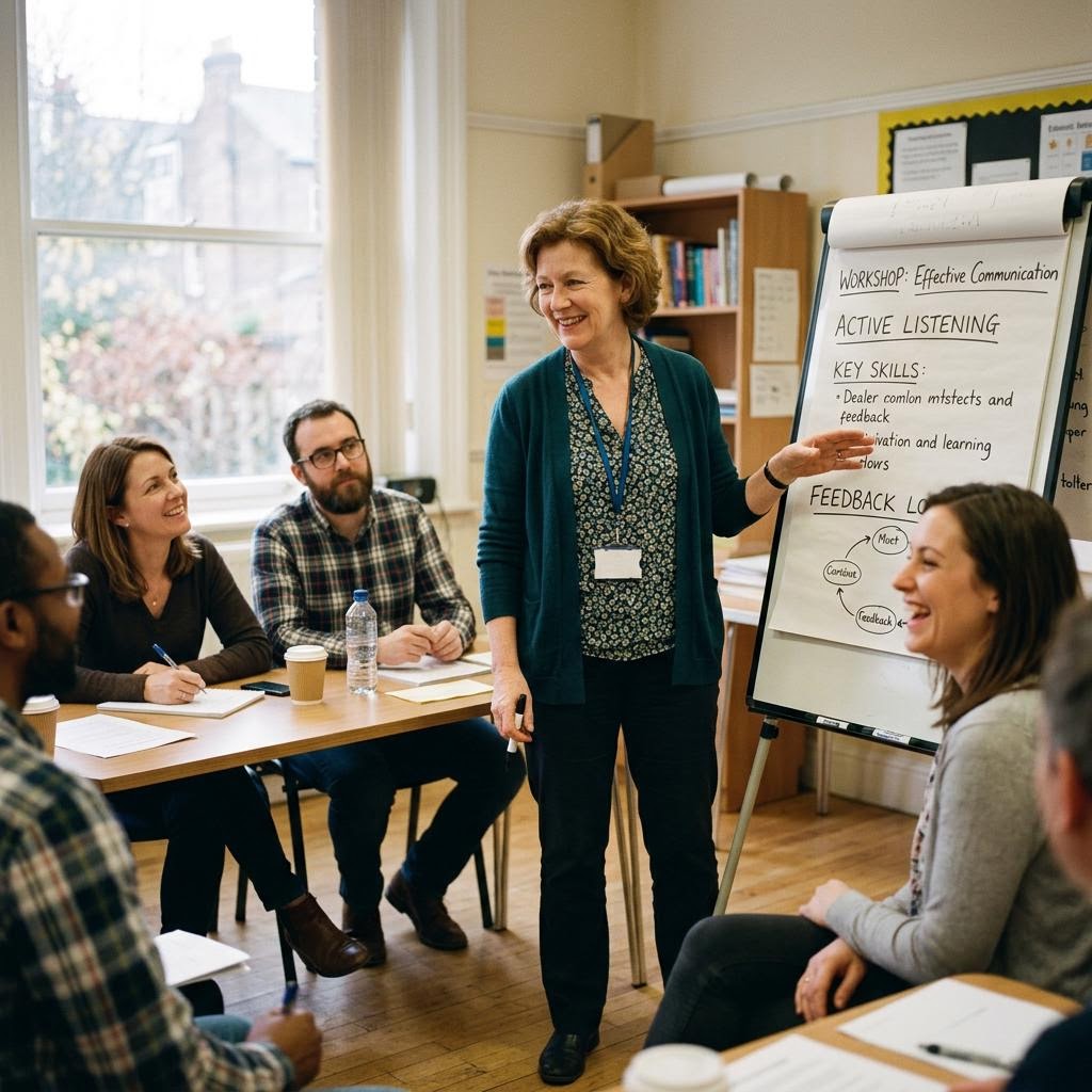 An instructor facilitating a small training session